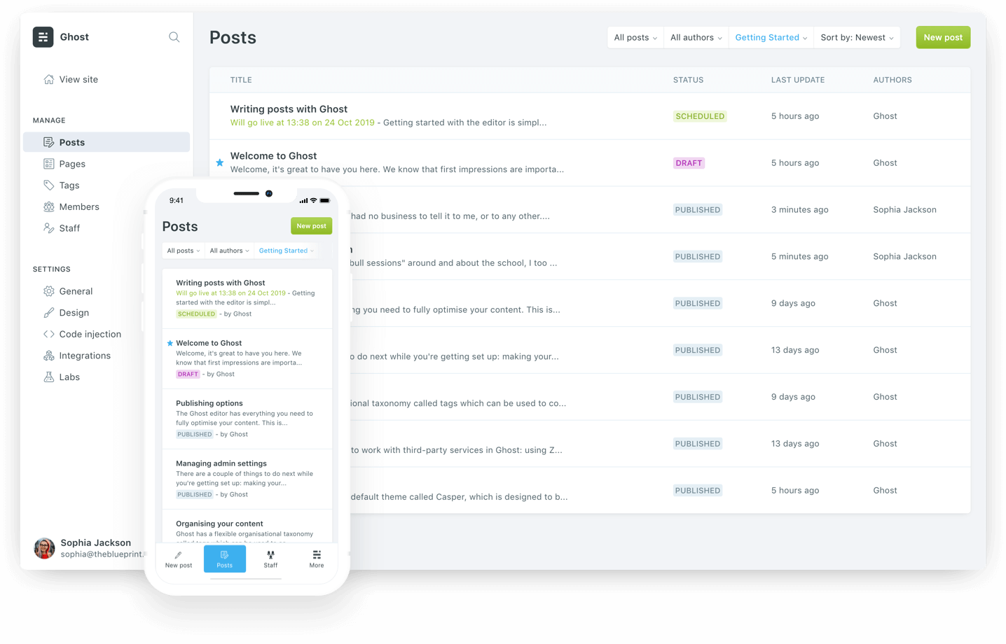 Suite of creator tools in Ghost
