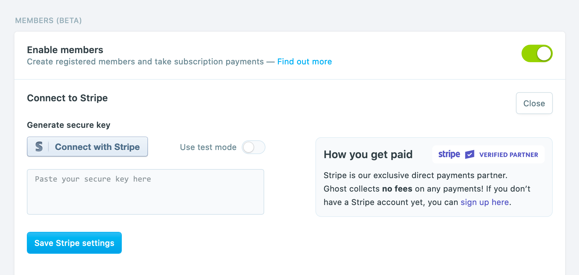 Connect your Stripe account