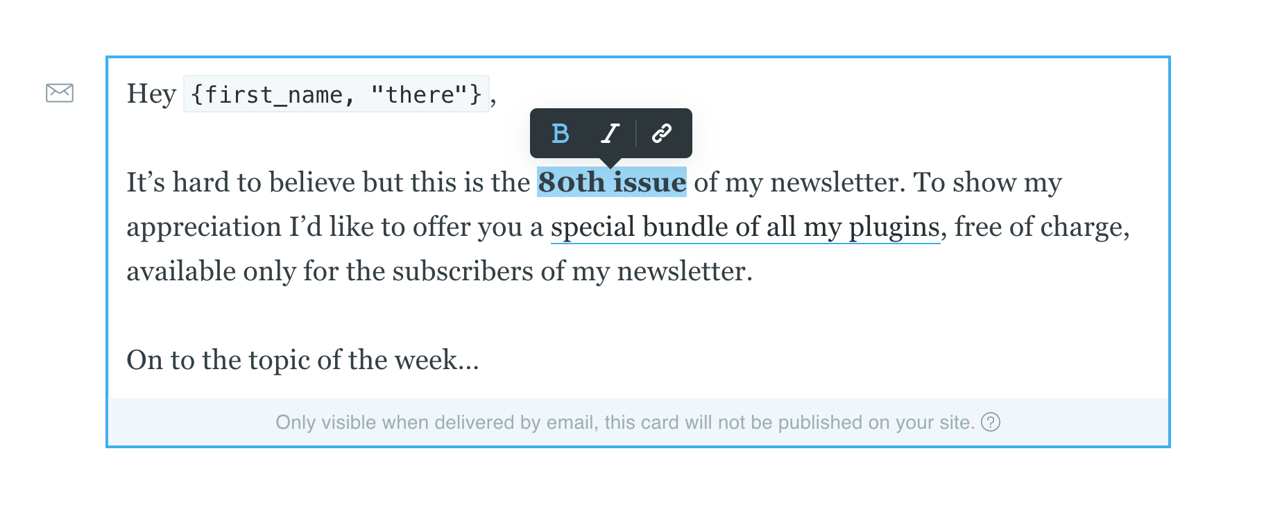 Email card edited example