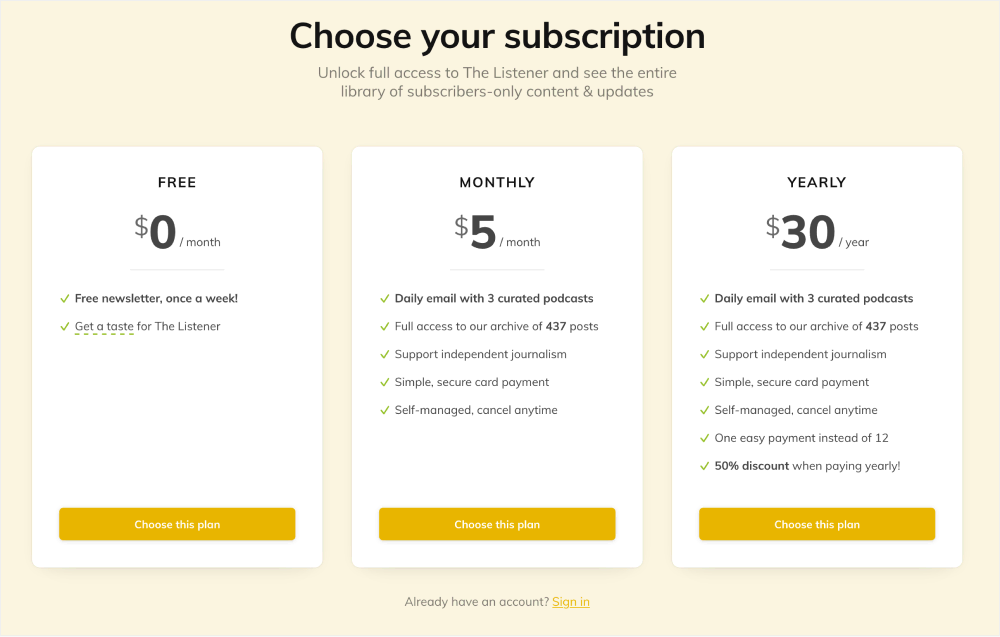 Create a pricing model in Ghost