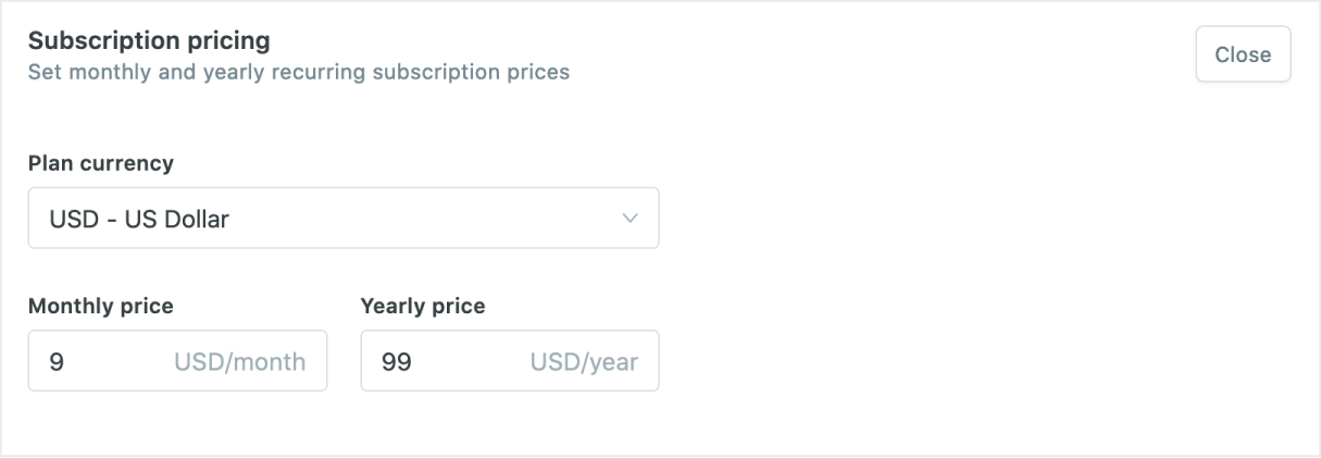 Set subscription pricing in Ghost