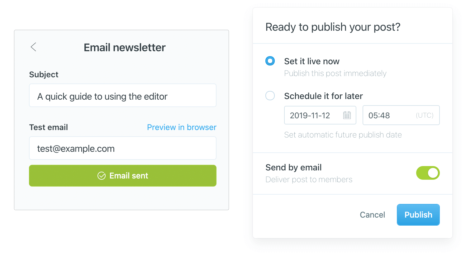 Preview and test email newsletter in Ghost