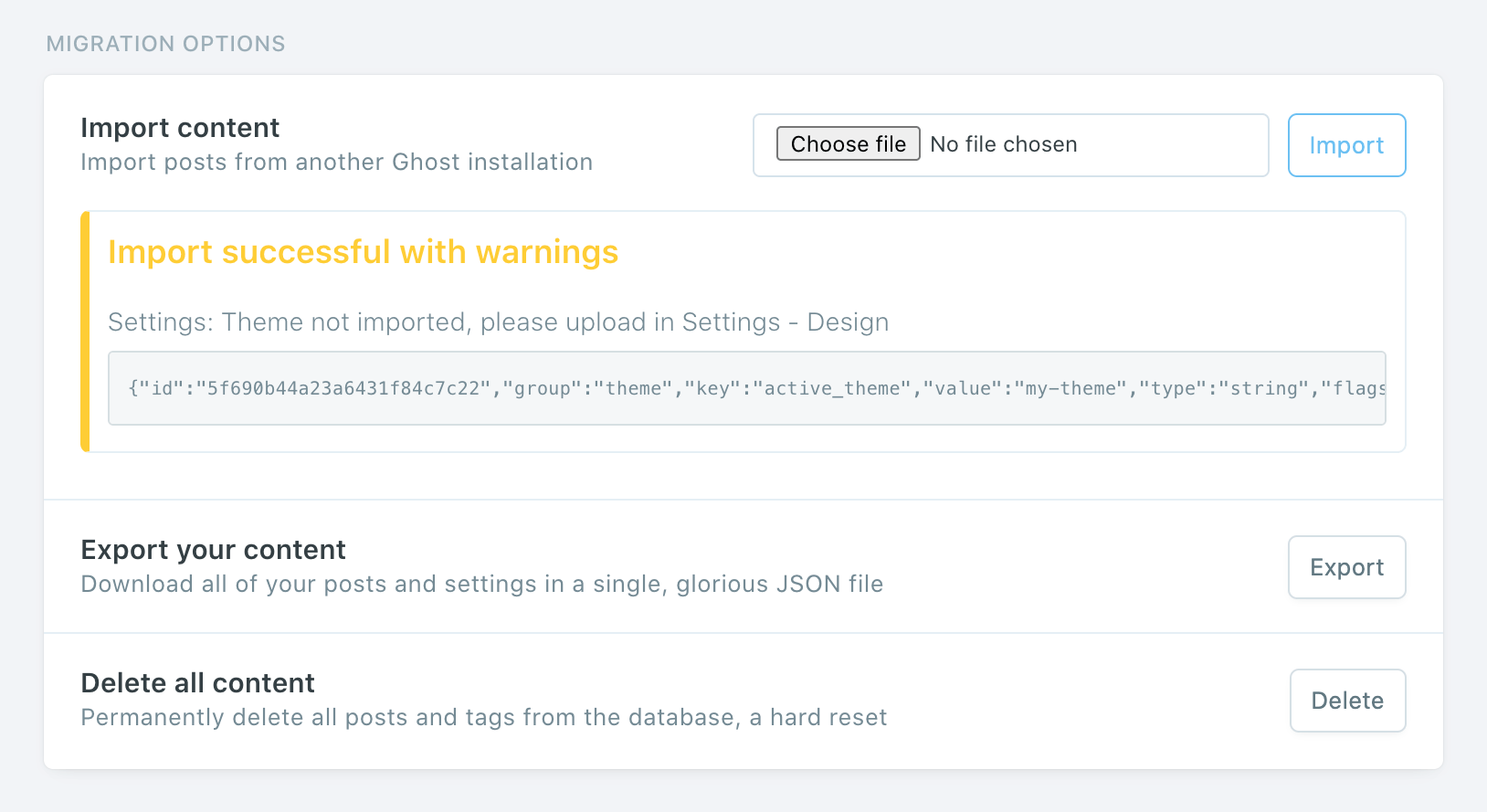 user import successful