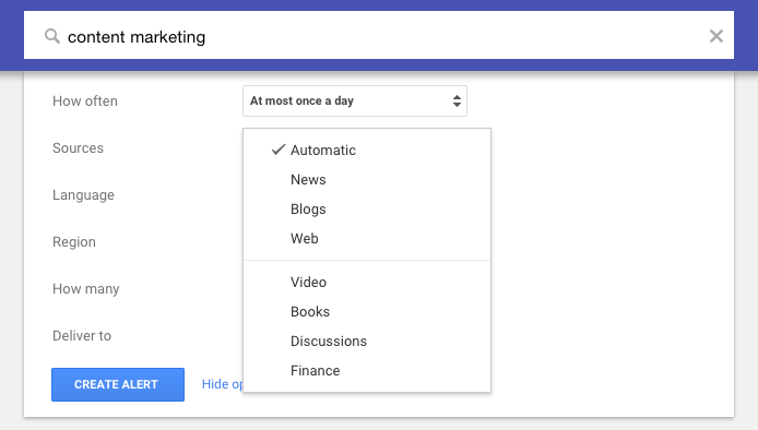 Google Alerts set up