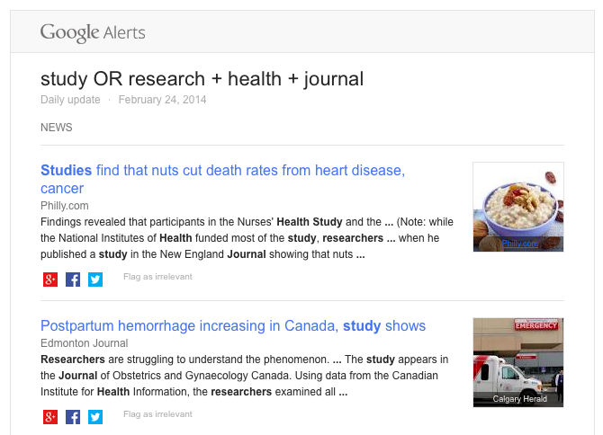 Google Alerts emails