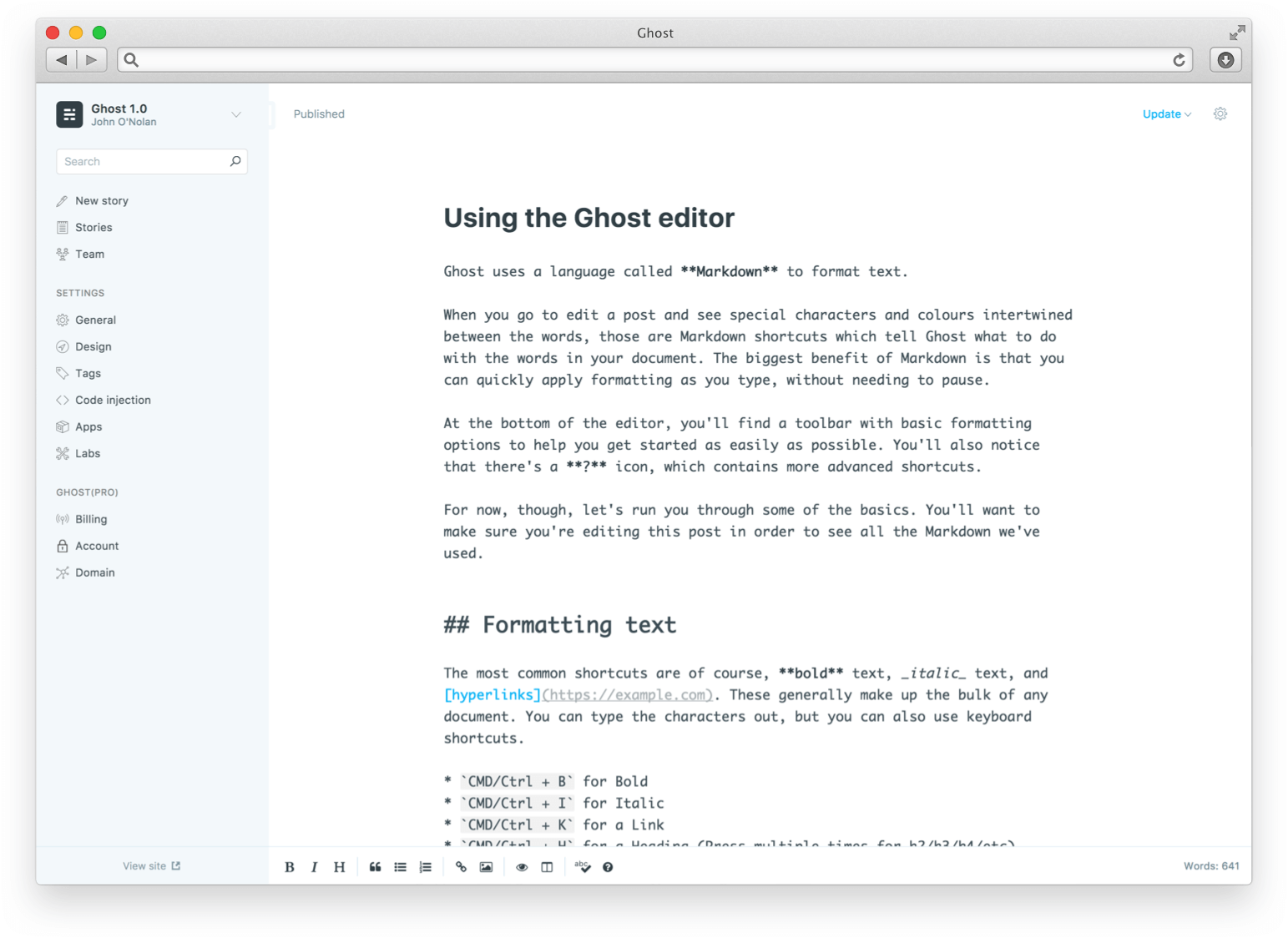 Ghost 1.0 Editor