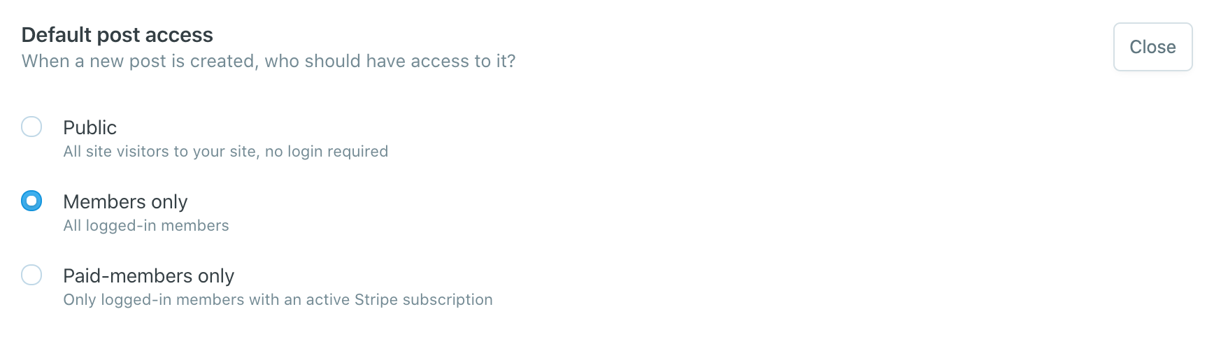 Default post access in Ghost members