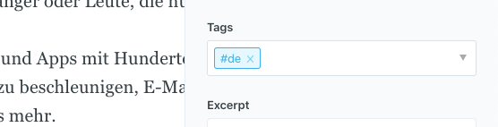 Post settings with "#de" as a tag