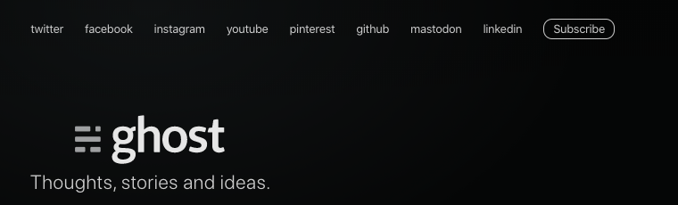 Right site of Casper theme with secondary navigation items