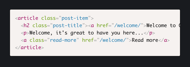 Example code block with syntax highlighting within a Ghost site