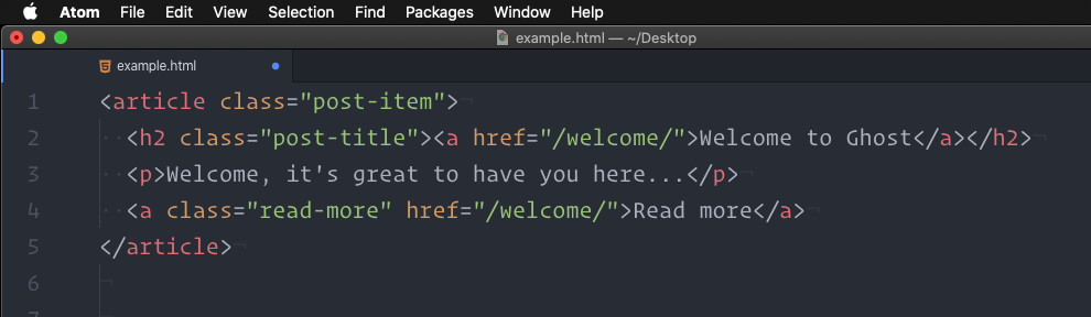 Example of code syntax highlighting in a code editor