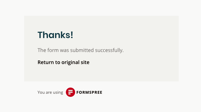 Default thank you page from Formspree