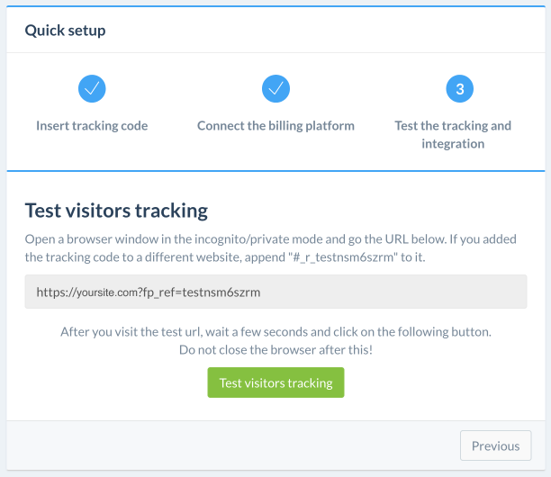 testing tracking code in firstpromoter