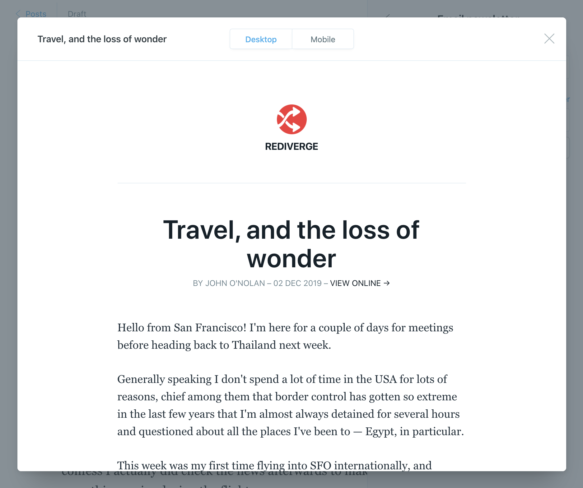Email previews in Ghost